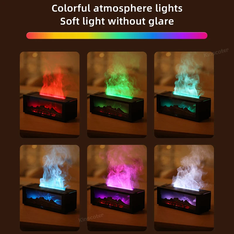 Aromatherapy Fireplace Humidifier – LED Light Essential Oil Diffuser with Remote Control, Waterless Auto-Off Feature – Perfect Cozy Gift for Any Home!