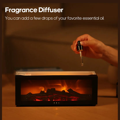 Aromatherapy Fireplace Humidifier – LED Light Essential Oil Diffuser with Remote Control, Waterless Auto-Off Feature – Perfect Cozy Gift for Any Home!